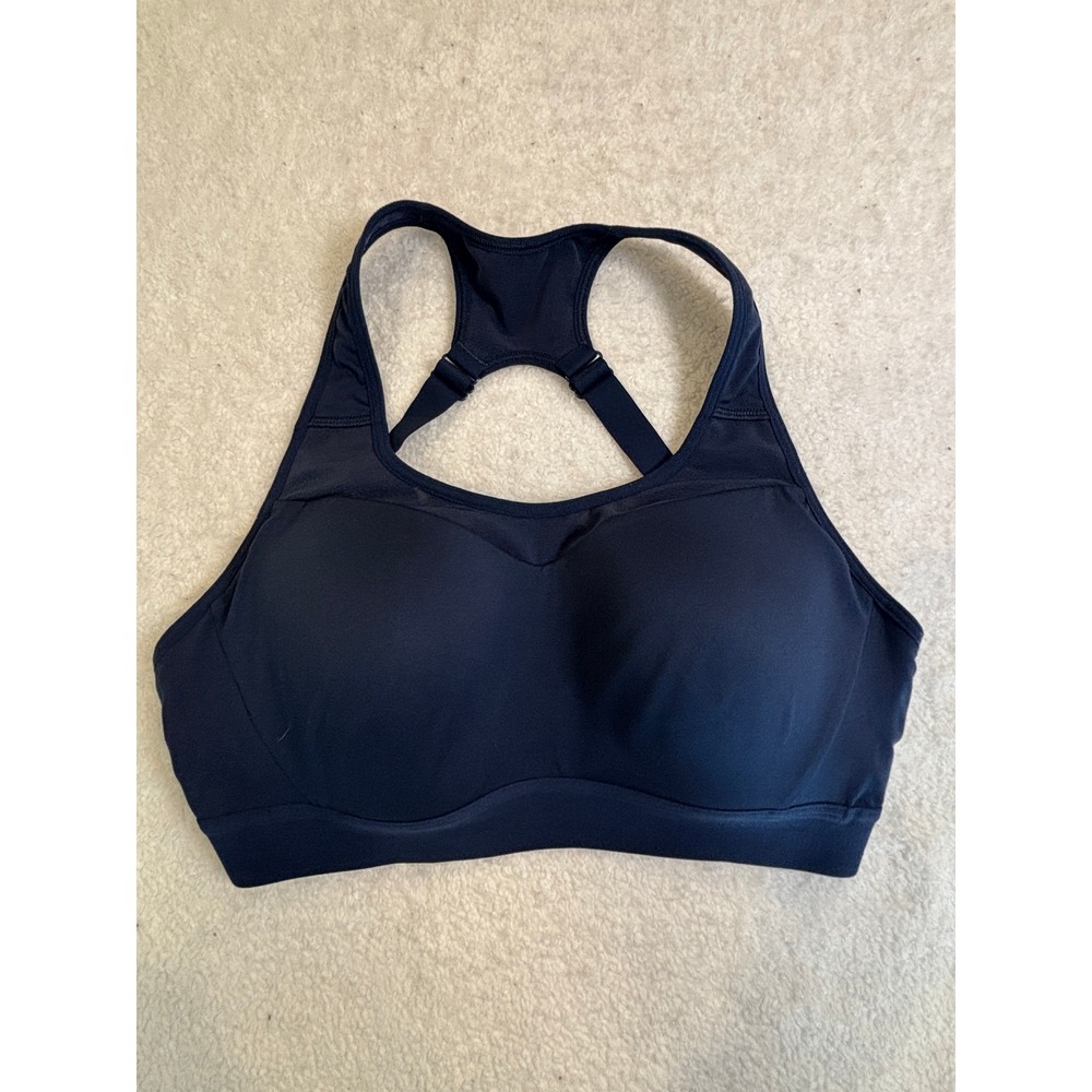 Gymshark Navy Blue High Support Molded Cup Racerback Sports Bra Adjustable Strap